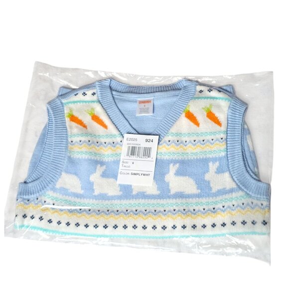 Gymboree Boys Bunny Fairisle Sweater Vest‎ Size 6 NWT Blue Carrot Easter V-Neck - Picture 3 of 5